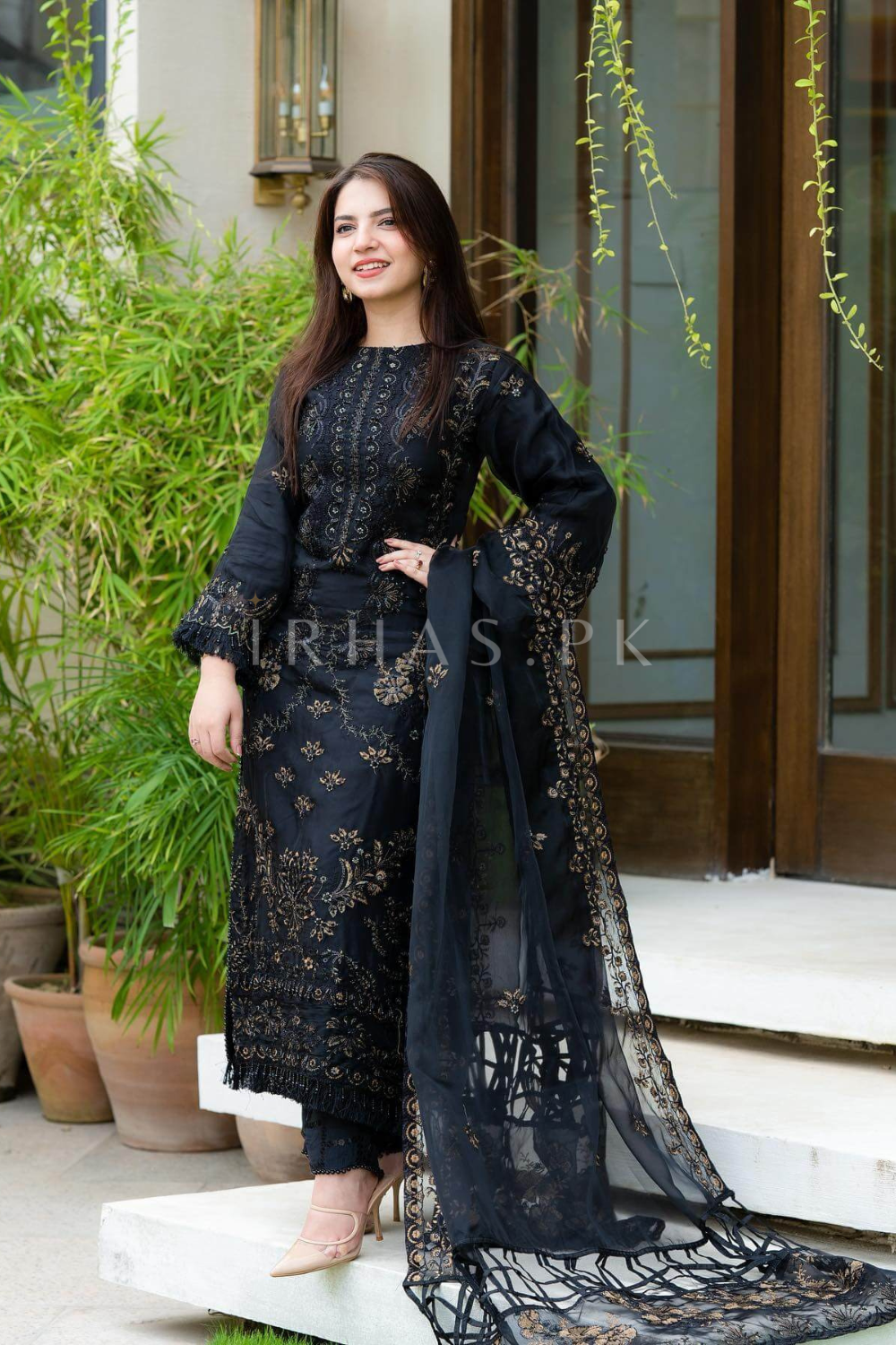 EMBROIDERED 3PC LAWN EMBROIDERED DRESS WITH CHIFFON EMBROIDERED DUPATTA  IR-201