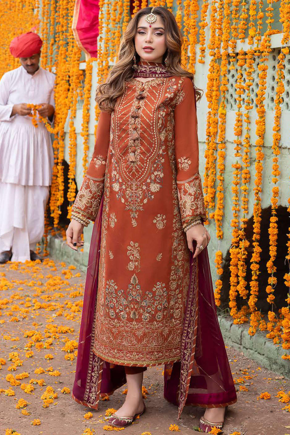 EMBROIDERED 3PC LAWN EMBROIDERED DRESS WITH CHIFFON EMBROIDERED DUPATTA  IR-203