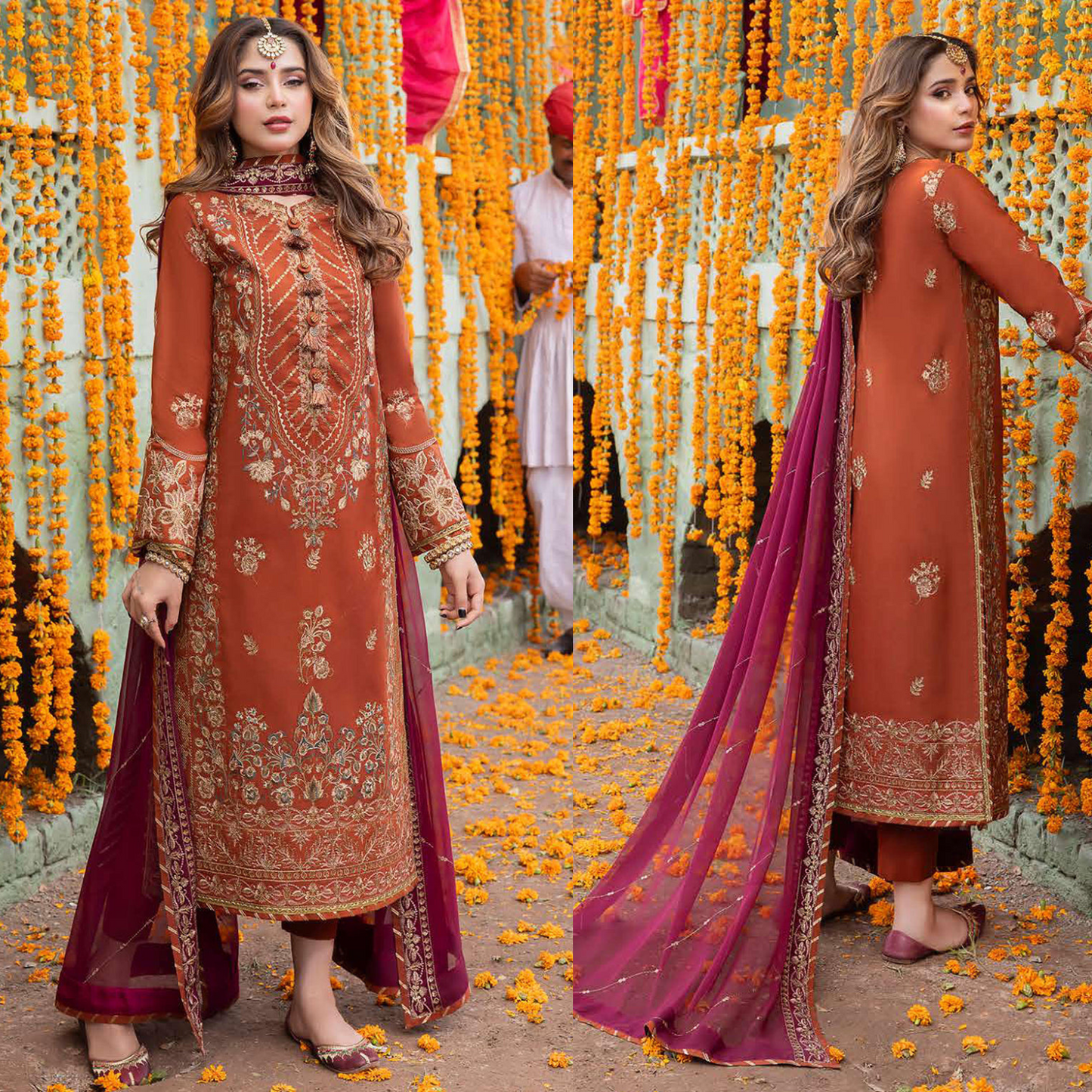 EMBROIDERED 3PC LAWN EMBROIDERED DRESS WITH CHIFFON EMBROIDERED DUPATTA  IR-203