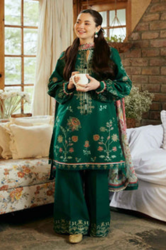 EMBROIDERED 3PC LAWN  DRESS WITH CHIFFON EMBROIDERED DUPATTA  SS-NEW 2