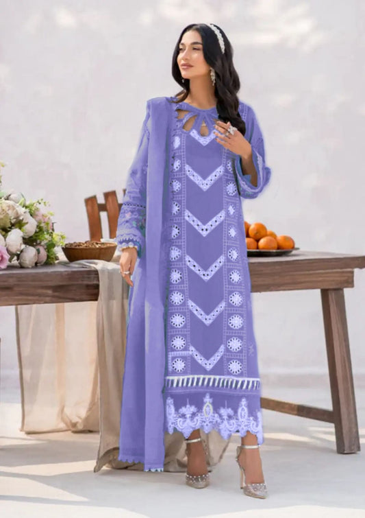 EMBROIDERED 3PC LAWN EMBROIDERED DRESS WITH CHIFFON EMBROIDERED DUPATTA  IR-100